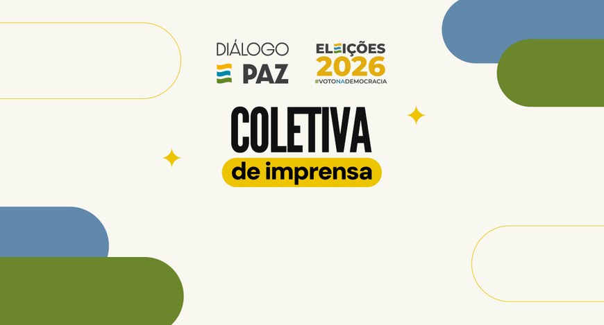 Arte da coletiva de imprensa Eleições 2026