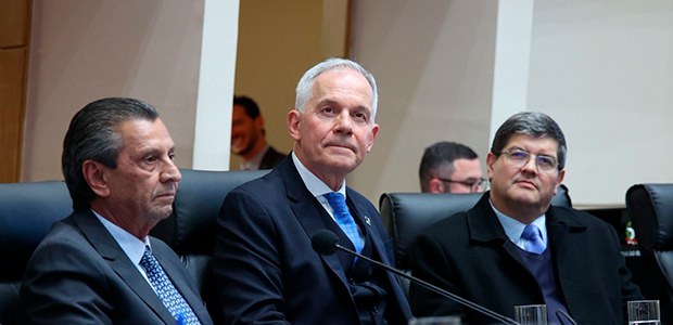 1 - Presidente do TRE-SC, desembargador Carlos Alberto Civinski em evento na Alesc de comemoração aos 80 anos da Reinstação da JE de SC 1 - Presidente do TRE-SC, desembargador Carlos Alberto Civinski em evento na Alesc de comemoraçã...