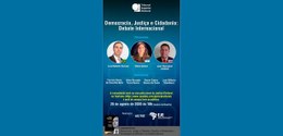 Banner debate virtual Democracia, Justiça e Cidadania EJE/TSE em 26.08.2020