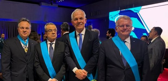 Banner da solenidade de 'Ordem do Mérito Eleitoral' do TRE-MS. 