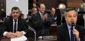 Da esquerda para a direita: desembargador André Carvalho; desembargador Saul Steil; e juiz Marce...