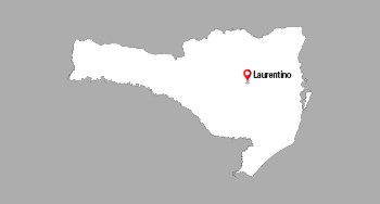 Mapa de Santa Catarina com a cidade de Laurentino em destaque 