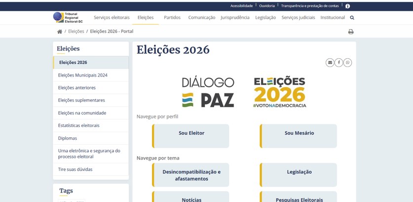 TRE-SC lança portal dedicado às Eleições 2026 TRE-SC lança portal dedicado às Eleições 2026