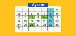 Arte de calendário para o cronograma de sessões de agosto de 2025.
