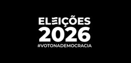 Logo das Eleições 2026. Fundo preto Arte: Secom/TSE