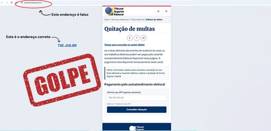Print de uma página da internet que pratica tentativa de golpe sobre regularização eleitoral