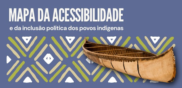 Imagem de uma canoa indígena em fundo azul com desenhos rupestres