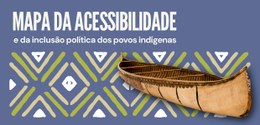 Imagem de uma canoa indígena em fundo azul com desenhos rupestres