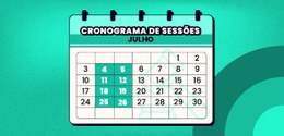 Calendário de julho com as datas das sessões plenárias do TRE-SC