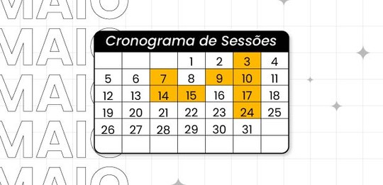Calendário eleitoral das sessões plenárias do mês de maio de 2024