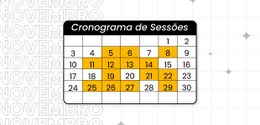 Calendário do mês de novembro com o cronograma das sessões de julgamento