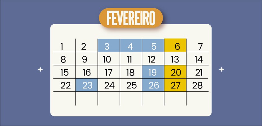 TRE-SC-Cronograma-sessões-fevereiro Calendário do mês de fevereiro com as sessões plenárias do mês