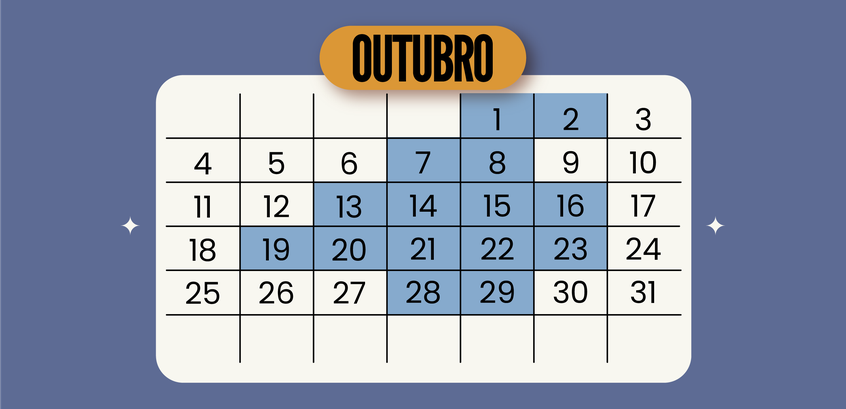 calendário de outubro com as datas das sessões plenárias do mês