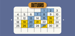 Calendário do mês de outubro com as datas das sessões plenárias