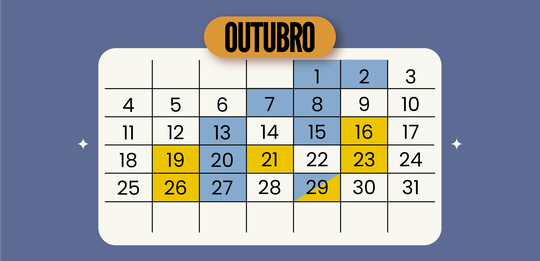 Calendário do mês de outubro com as datas das sessões plenárias