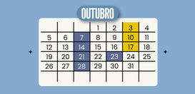 Calendário do mês de outubro com as datas das sessões plenária do mês