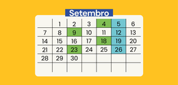 Calendário de setembro com cronograma das sessões plenárias