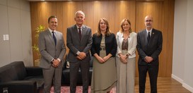 TRE-SC recebe cúpula do TRT-12 para reforçar parceria institucional