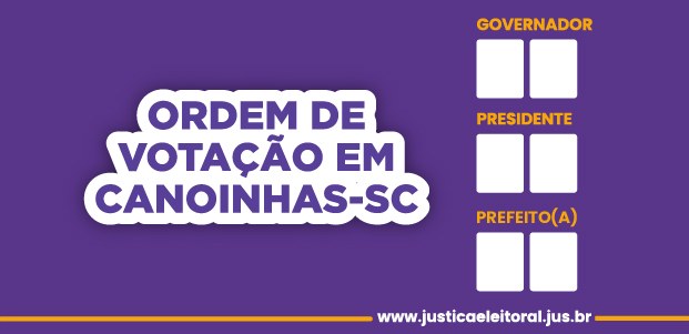 Imagem mostra a ordem de votação em Canoinhas-SC, da seguinte forma: Governador, Presidente e Pr...