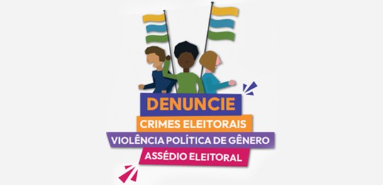 Imagem de três pessoas com duas bandeiras simbolizando cidadãos e cidadãs atentos ao processo el...