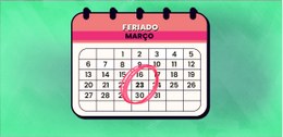 Calendário feriado 23 de março